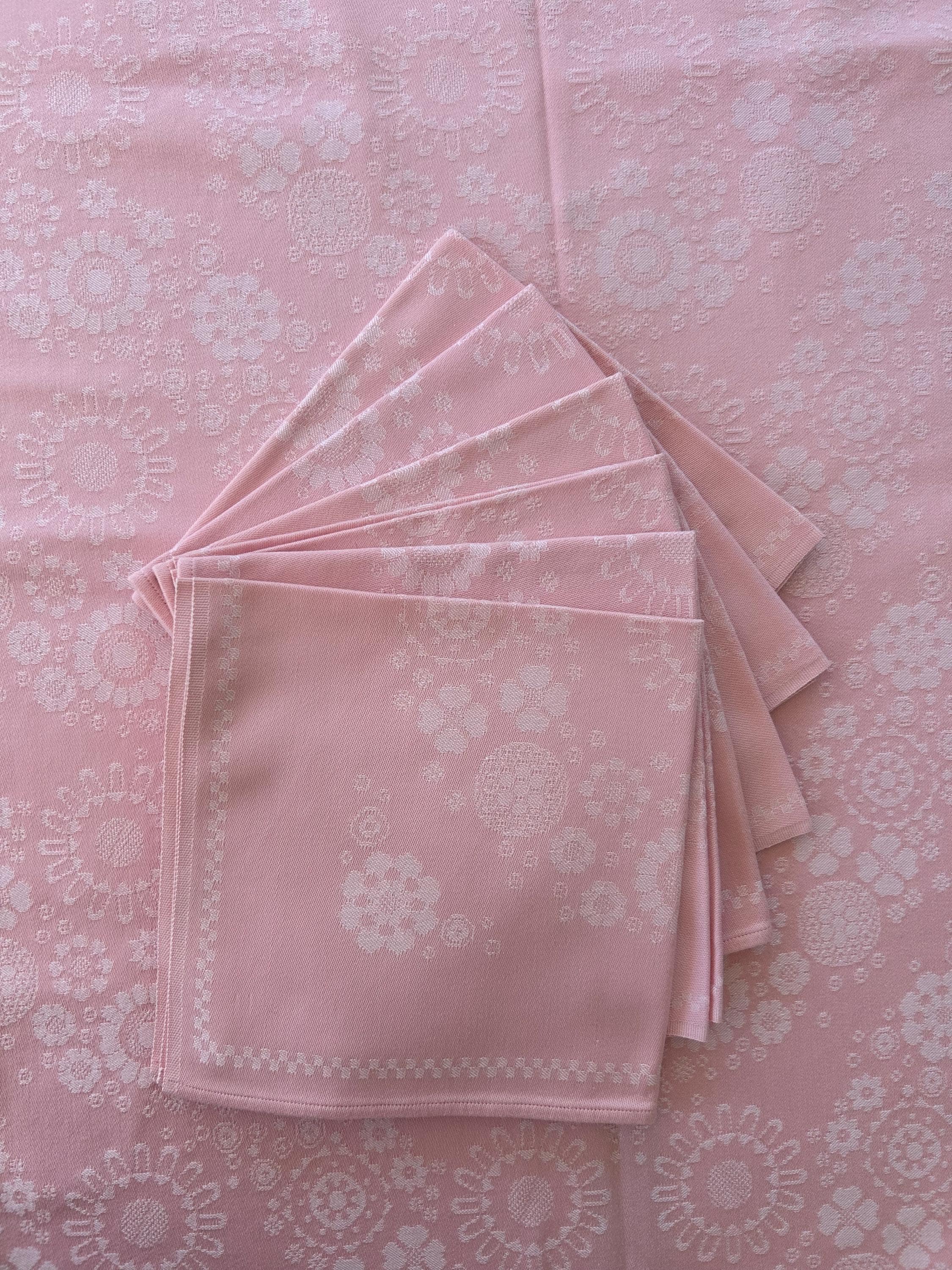 希少】ベルギー製ヴィンテージ ダマスク織クロス＆ナプキン フランス製