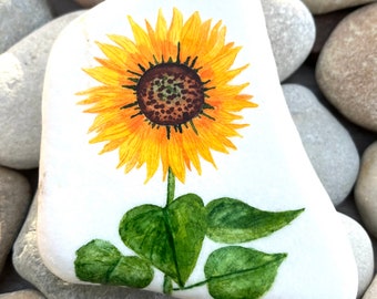 Bemalte Steine Sonnenblume Blumen Frühling Sommer Aquarell handbemalt Handarbeit Unikat Geschenk Deko  Geburtstag bemalter Stein