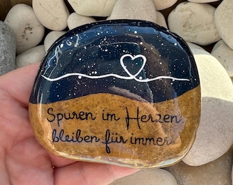 Bemalte Steine Trauerstein Herz Gedenkstein Grabschmuck Sterne Sternenhimmel handbemalt Handarbeit Geschenk Deko