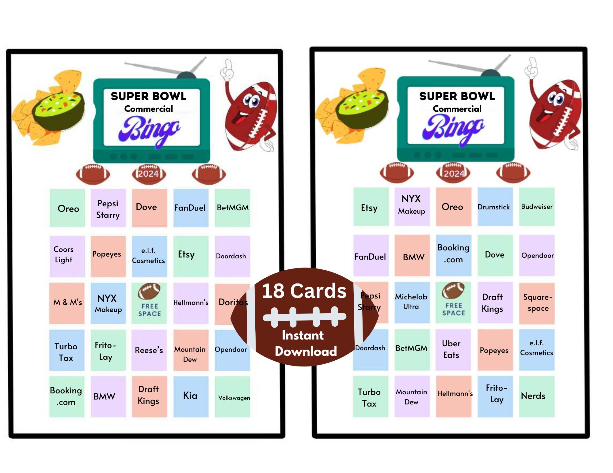 2024 Super Bowl Commercial Bingo Etsy Australia 2024 Super Bowl Commercial Bingo Etsy Australia