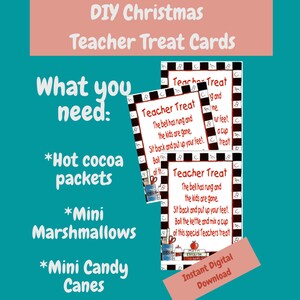 Christmas Teacher Treat Printable Cards
