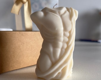 Handmade Male Torso Candle – Decorative Body Candle, Sensual Gift, Elegant Home Decor
