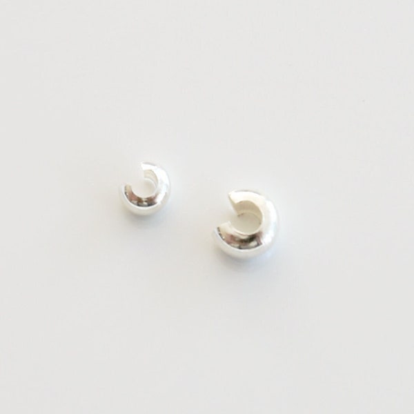 20 cache-perles à écraser en argent sterling, 3 mm 4 mm, pour la fabrication de bijoux, la vente en gros d'accessoires de bijoux
