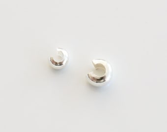 20pcs Sterling Silver Crimp Bead Cover, 3mm 4mm, for Jewelry Making, Jewelry Findings Wholesale