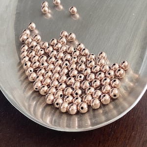 14K Rose Gold Filled Round Beads Bulk, 2mm/3mm/4mm Beads, Seamless Beads for Jewelry Making, Jewelry Findings Wholesale