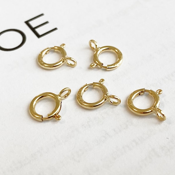 5 fermoirs anneau à ressort remplis d'or 14 carats, 5 mm/5,5 mm/6 mm, fermoirs pour la fabrication de bijoux, résultats de bijoux en gros
