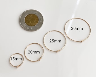 14K Gold Filled Ear Wire Beading Hoops, 15mm/20mm/25mm/30mm, Earring Findings for Jewelry Making, Earring Component Accessories
