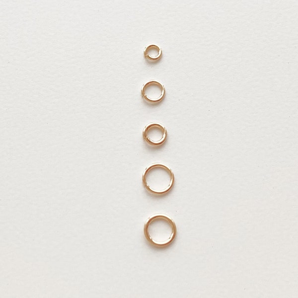 10 anneaux ouverts remplis d'or 14 carats, 3 mm/4 mm/5 mm, accessoires de fabrication de bijoux, accessoires de fabrication de bijoux, vente en gros d'accessoires de bijoux