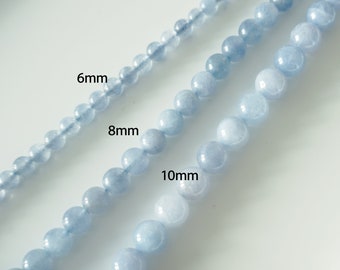 Natural Aquamarine Gemstone, Grade AAA High Quality 6mm/8mm/10mm Aquamarine Gemstone Beads, 15.5inch Full Strands Loose Gemstone