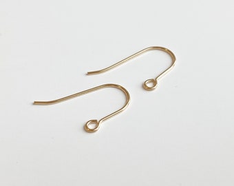 2 Pairs 14K Gold Filled Ear Wires with Open Loops, Earring Findings for Jewelry Making 20x12mm
