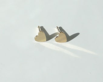 14K Gold Filled Dainty Heart Earrings, Heart Post Findings for Jewelry Making