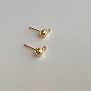 2pcs 14K Gold Filled 4mm Ball Post Earring Findings, Earring Post with loop, Gold Filled Studs for Jewelry Making, Jewelry Findings