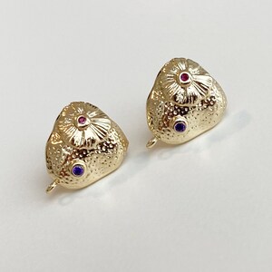 2 Paar, Muschel Vergoldete Zirkon Ohrringe, mit Sterling Silber Öse, Ohrring Post mit Schlaufe, Schmuckzubehör