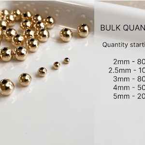 BULK - 14K Gold Filled Round Beads, 2mm/2.5mm/3mm/4mm/5mm Beads, Seamless Beads for Jewelry Making, Jewelry Findings Wholesale