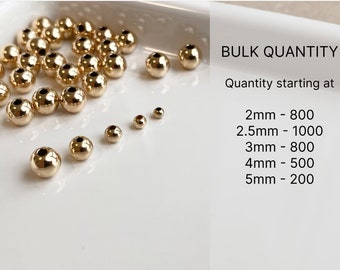 BULK - 14K Gold Filled runde Perlen, 2 mm/2.5 mm/3 mm/4 mm/5 mm Perlen, Nahtlose Perlen für die Schmuckherstellung, Schmuckzubehör Großhandel