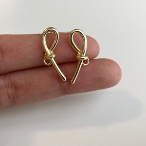 2 Pairs Gold Plated Long Knot Earring Findings, with Sterling Silver Posting, Earring Post with loop, Earring Post for Jewelry Making