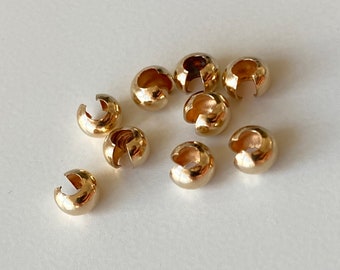 10pcs 14K Gold Filled Crimp Covers, 3mm/4mm, Findings for Jewelry Making Wholesale