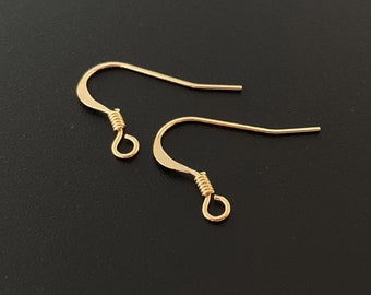 2 Pairs 14K Gold Filled Earring Hooks, Ear Wires with Coil, Earring Findings for Jewelry Making, Jewelry Findings