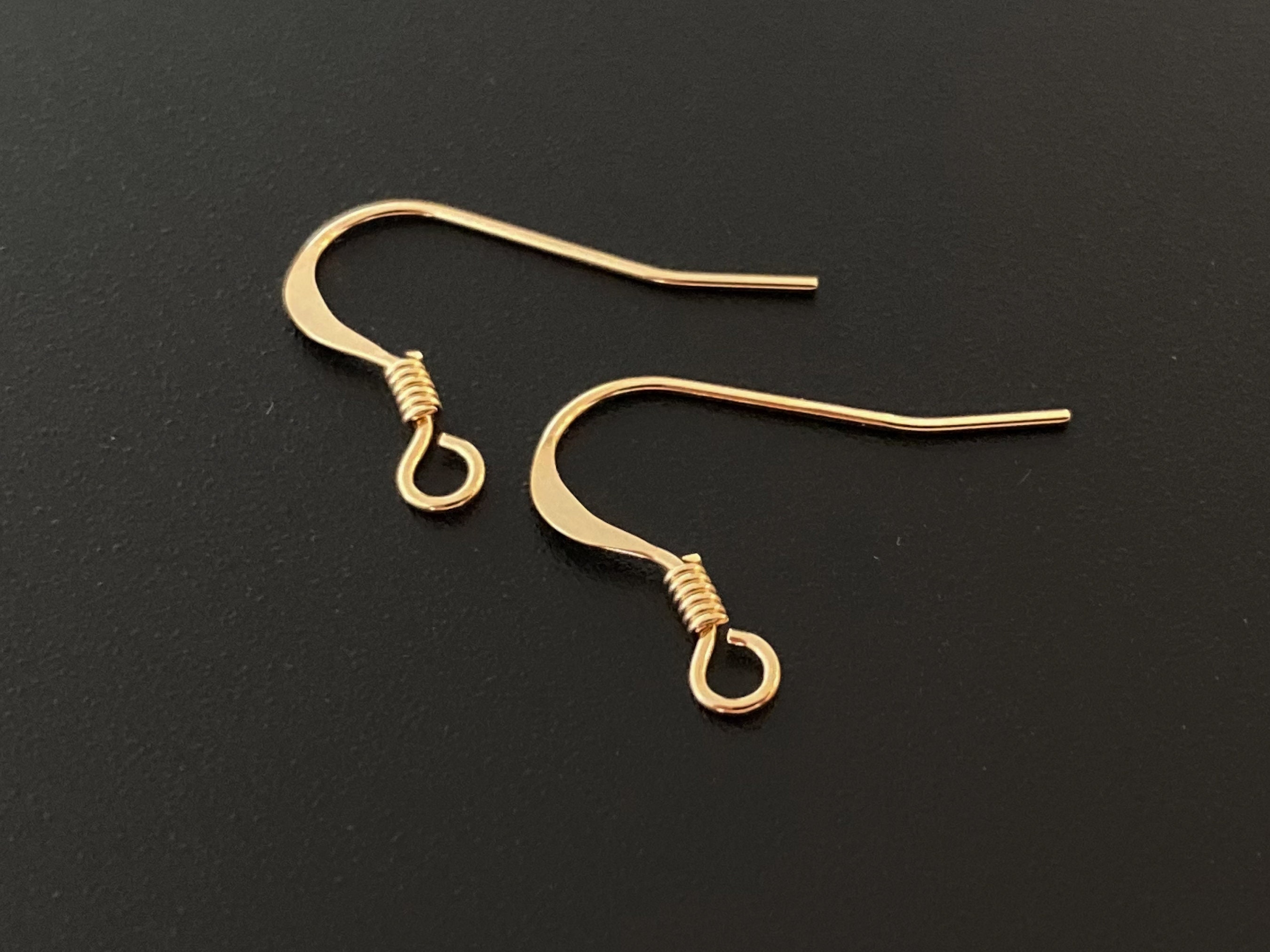 2 Pairs 14K Gold Filled Earring Hooks, Ear Wires With Coil