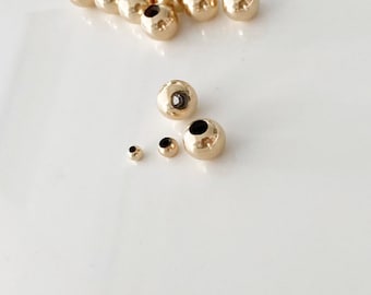 2pcs 14K Gold Filled Round Silicone Beads Bulk, Seamless Beads for Jewelry Making, Jewelry Findings Wholesale