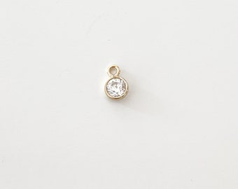 2PCS 14K Gold Filled Clear CZ Charm 3mm, Pendant Findings for Jewelry Making