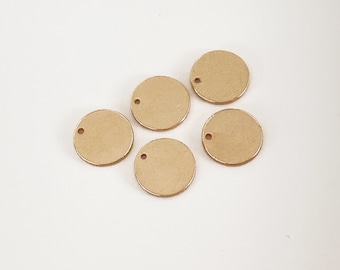 2 discos redondos rellenos de oro de 14 quilates, etiquetas de estampación gruesas en blanco de 9 mm x 0,8 mm