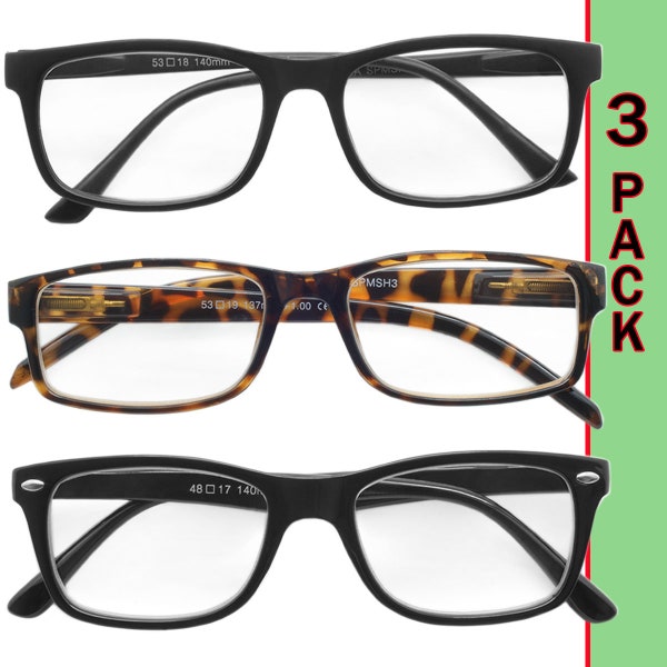 Reading Glasses Mens Womens Unisex Readers 3 Pack Value All Powers