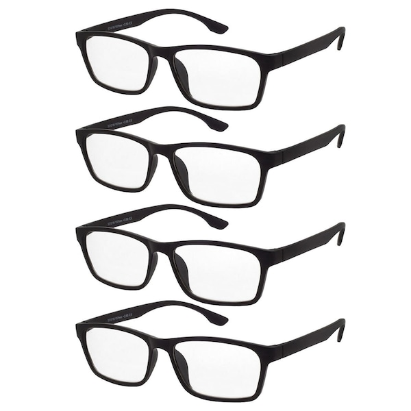 Reading Glasses Mens Womens 4 Pack Readers Unisex Classic Square Shape