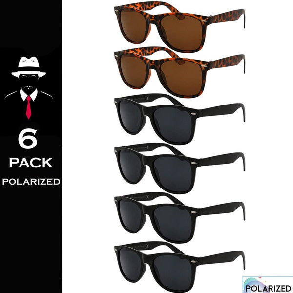 Polarized Sunglasses 6 Pack Wayfare Lens Classic Frame Polar New Unisex Stock