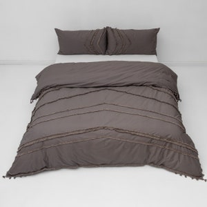 3 pcs Handmade 100% Cotton Tassels Boho Queen size Duvet Cover image 8