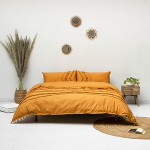 3 pcs Handmade 100% Cotton Tassels Boho Queen size Duvet Cover image 10