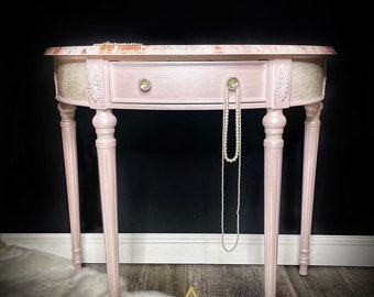 SOLD**Rose Water Pink-Tone Girls/Woman’s Vanity, Resin Tabletop, Statement Maker