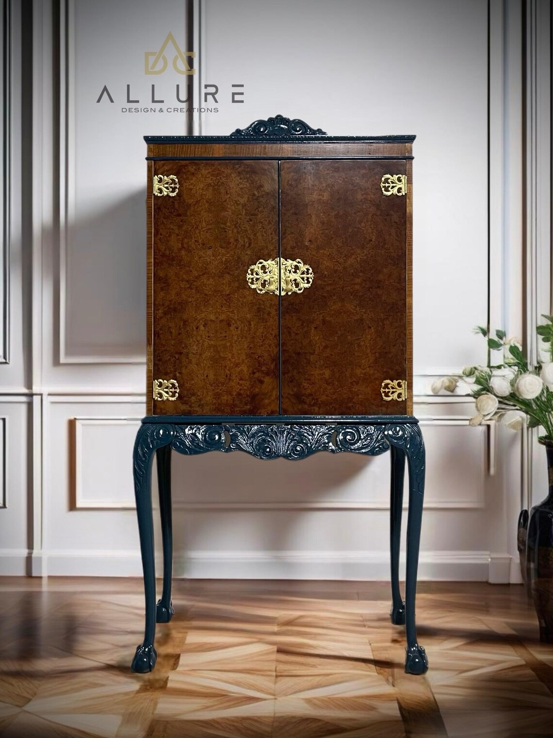 Sold****elegant Bar Cabinet/drinks Cabinet/hand Painted/one of a Kind ...