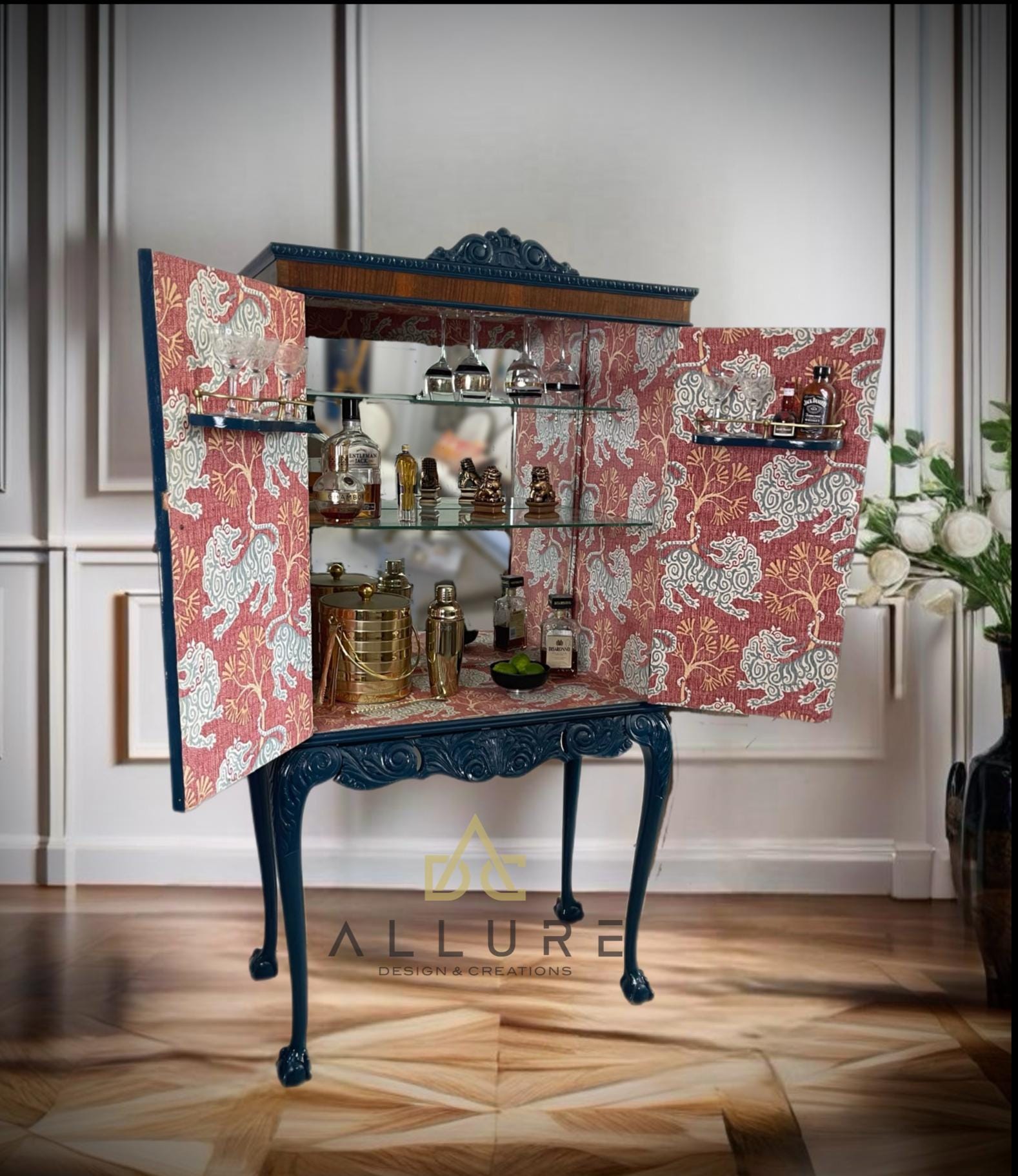 Sold****elegant Bar Cabinet/drinks Cabinet/hand Painted/one of a Kind ...