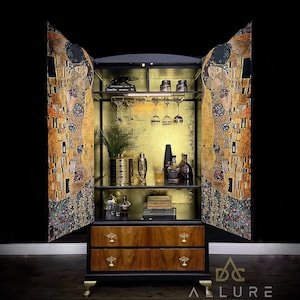 SOLD***Klimt The Kiss Armoire Drinks Cabinet, Bar, Wardrobe, One-of-a-Kind, Bespoke, Dry Bar