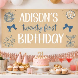 Editable Birthday Banner Template Canva | Projector Banner Template | 21st Birthday Banner DIY | Traceable Kraft Paper Banner | Custom Name