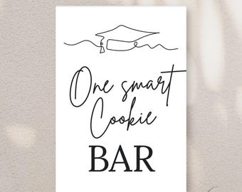 Placa para Bar "One Smart Cookie" - Imprimível para Festa de Formatura | 8,5x11 | Download Instantâneo