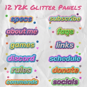 Y2k Glitter Twitch Stream Panels | Girly Sparkly 2000s