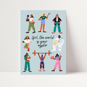 Girls Can Do Anything | Iconic Women Wall Print | Educational | Children's Wall Print | Playroom | Kids | Learning Poster