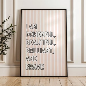 Affirmation | Puissant | Pouvoir des filles | Impression murale emblématique pour femmes | Éducatif | Impression murale pour enfants | Salle de jeux | Enfants | Poster d'apprentissage