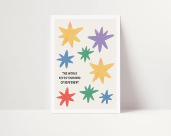 The world needs your kind of different, ASD awareness | Spread kindness | Playroom decor, prints, UNFRAMED PRINT