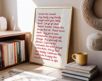 Watch the sunset. Notice beauty in small things | Home prints | Affirmation | Quotes | UNFRAMED PRINT