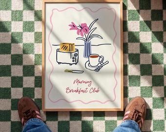 Morning breakfast club | Home prints, kitchen decor, breakfast | Unframed print (various colours)