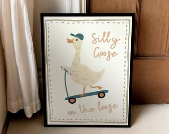 Silly Goose on the loose | Children's prints | Home decor | UNFRAMED PRINT