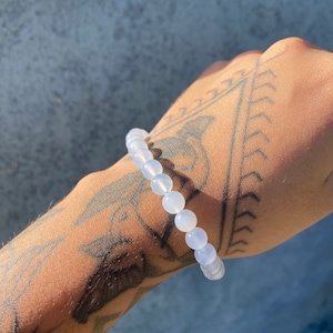 1 (One) Light Blue Chalcedony Bracelet / Natural Crystal