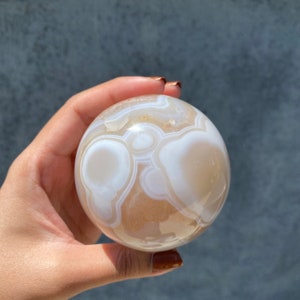 Beautiful Quartzy Banded Agate Sphere! Gorgeous Patterns!