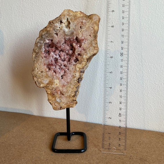 Druzy Pink Amethyst Slab on Metal Stand - Brazil Crystal
