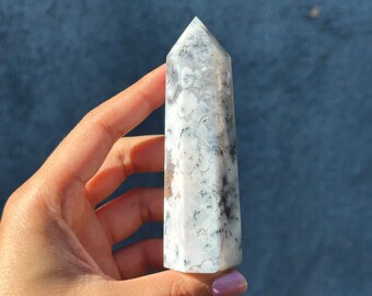 Dendritic Opal Tower: Natural Crystal Point