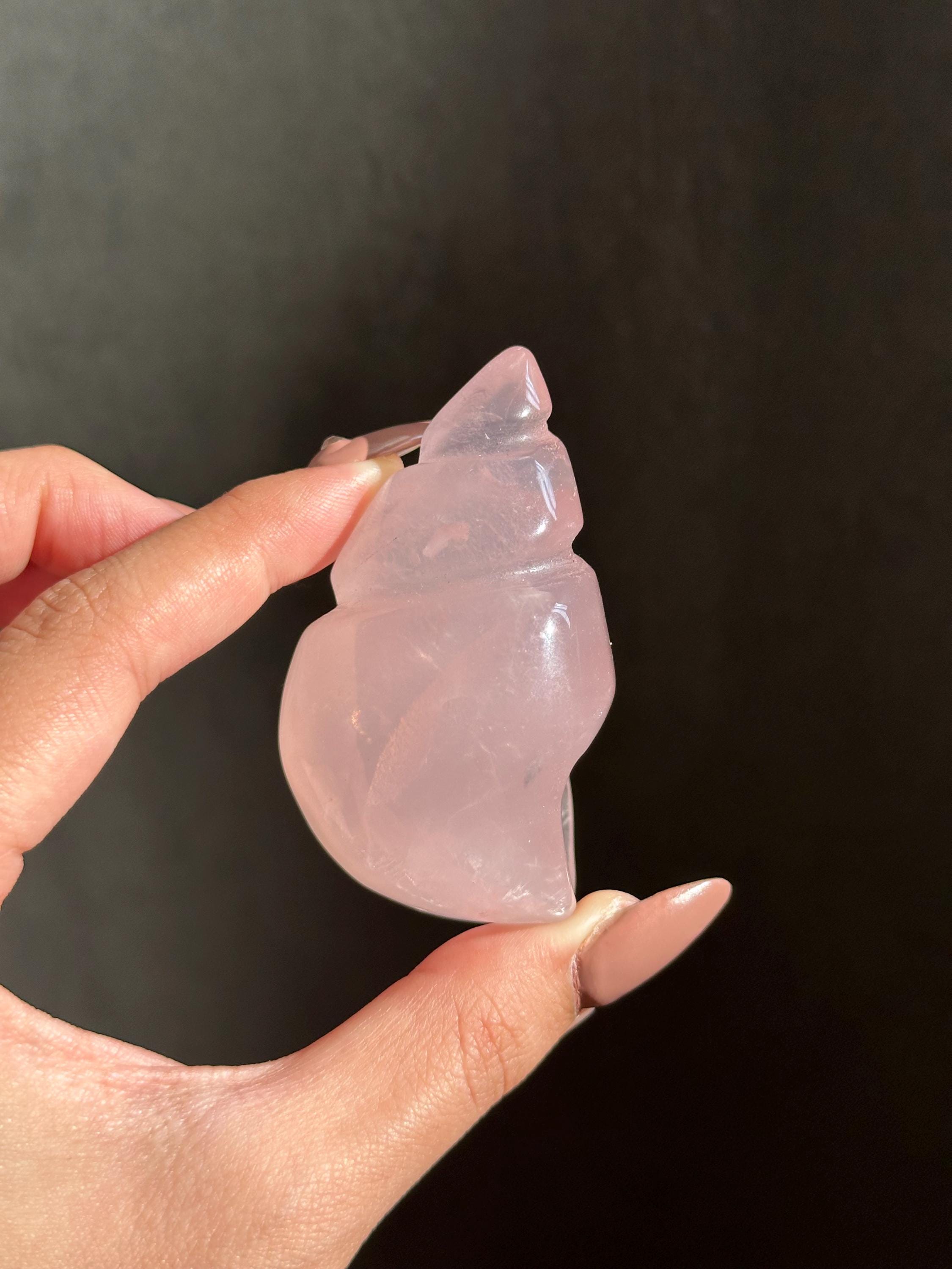 美しいローズクォーツの貝殻彫刻 - Etsy 日本