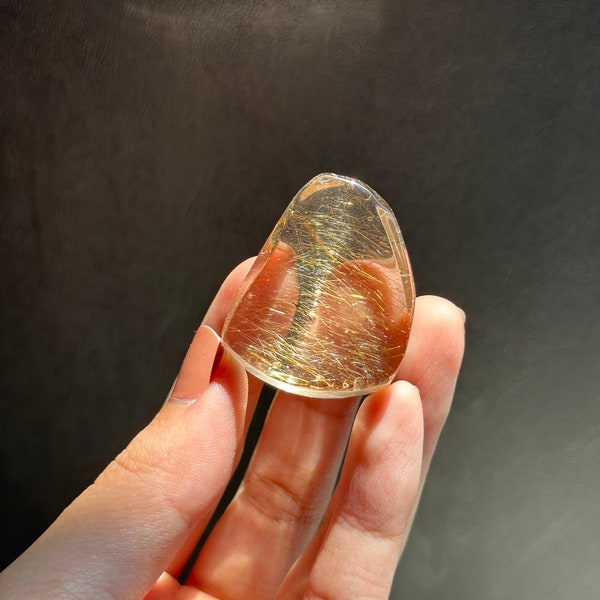 Beautiful Golden Rutile in Quartz Freeform - Pocket Stone